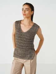 Gold Metallic Sleeveless Vest - Image 1 of 6