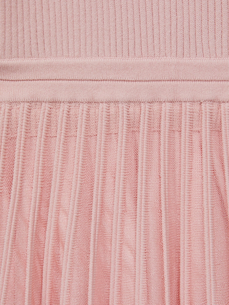 Reiss Pink Teagan 13-14 yrs Ribbed Fit-and-Flare Dress - Image 6 of 6