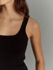 Black Linen Square Neck Vest - Image 5 of 7