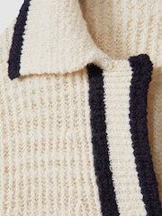 Reiss Cream/Navy Michaela Wool Blend Open Collar Jumper - Image 6 of 6