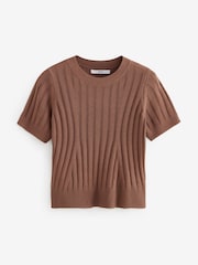 Brown Linen Blend T-Shirt - Image 4 of 5