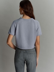 Lilac Purple 100% Cotton Roll Edge Knitted T-Shirt - Image 3 of 6