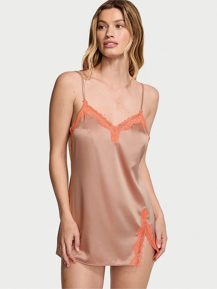Victoria's Secret Macaron Nude Lace Slip Dress - Image 1 of 1