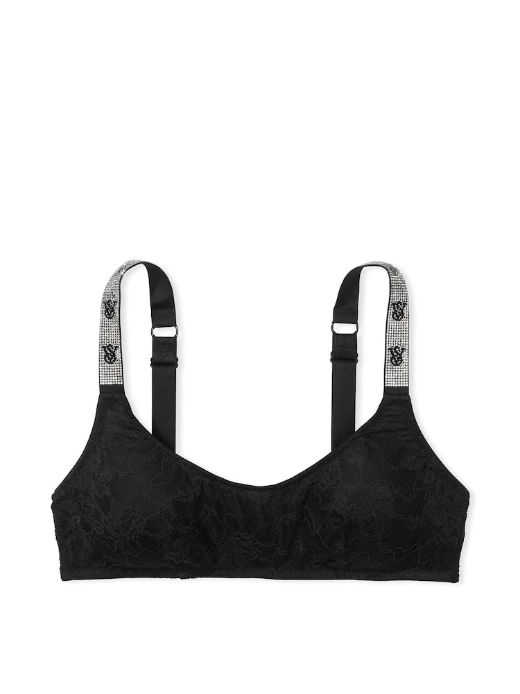 Victoria's Secret Black Lace Monogram Shine Strap Bralette - Image 3 of 3