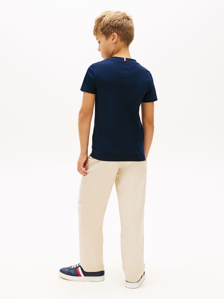 Tommy Hilfiger Navy Blue Logo Crew Neck Jersey T-Shirt - Image 2 of 5 Tommy Hilfiger Navy Blue Logo Crew Neck Jersey T-Shirt - Image 2 of 5