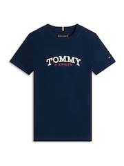 Tommy Hilfiger Navy Blue Logo Crew Neck Jersey T-Shirt - Image 5 of 5