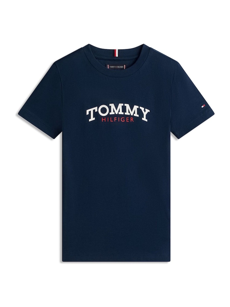 Tommy Hilfiger Navy Blue Logo Crew Neck Jersey T-Shirt - Image 5 of 5 Tommy Hilfiger Navy Blue Logo Crew Neck Jersey T-Shirt - Image 5 of 5