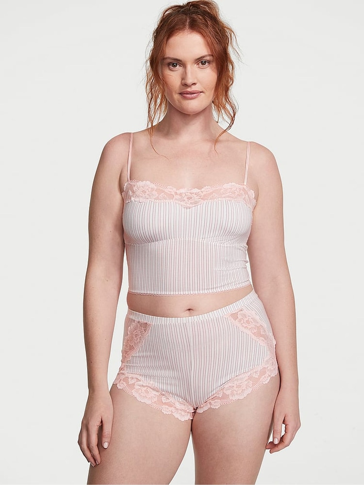 Victoria's Secret Purest Pink Stripe Straight Neck Modal Cami Set - Image 1 of 3