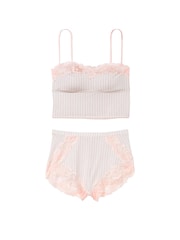 Victoria's Secret Purest Pink Stripe Straight Neck Modal Cami Set - Image 3 of 3
