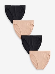 Victoria's Secret Black/Nude Brief Logo 4 Pack Knickers - Image 1 of 5