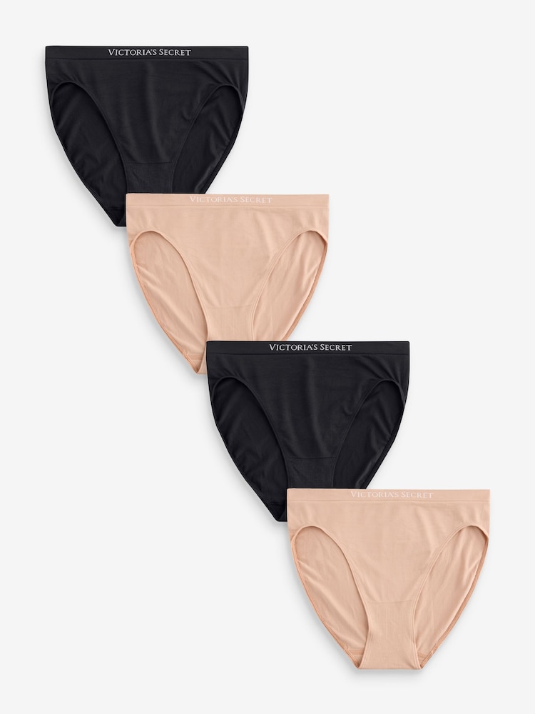 Victoria's Secret Black/Nude Brief Logo 4 Pack Knickers - Image 1 of 7 Victoria's Secret Black/Nude Brief Logo 4 Pack Knickers - Image 1 of 7