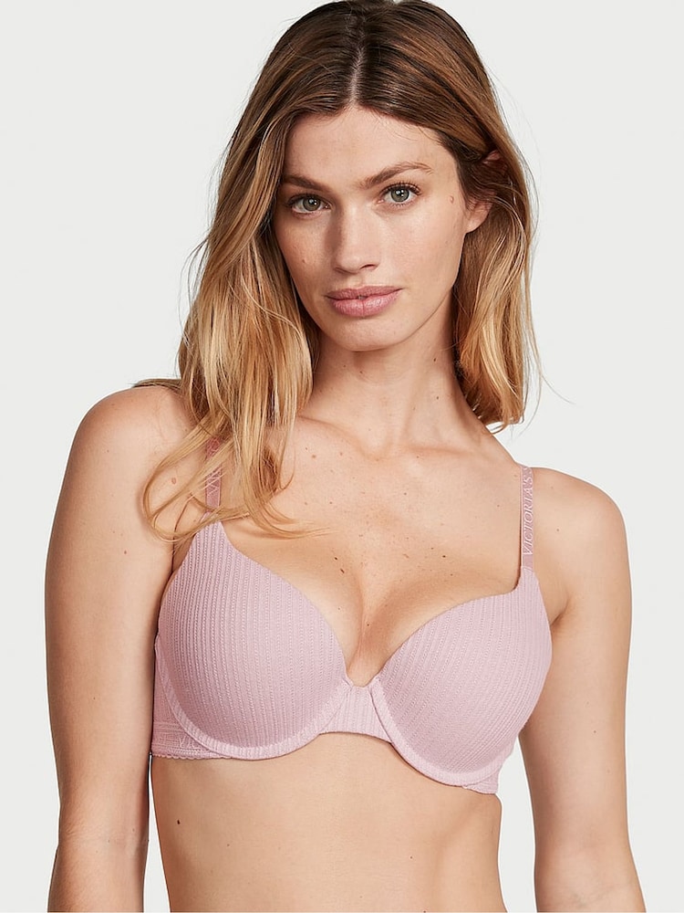 Victoria's Secret Pale Plum Purple Ribbed Full Cup Push Up Bra - Image 1 of 3