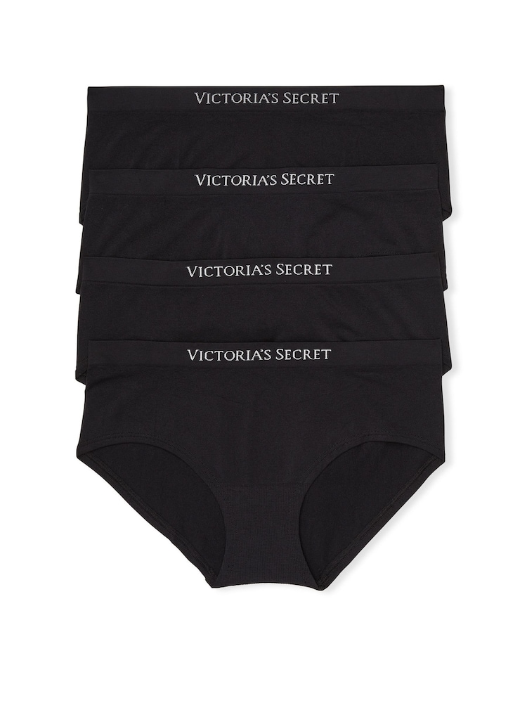 Victoria's Secret Black Hipster Logo 4 Pack Knickers - Image 2 of 4 Victoria's Secret Black Hipster Logo 4 Pack Knickers - Image 2 of 4