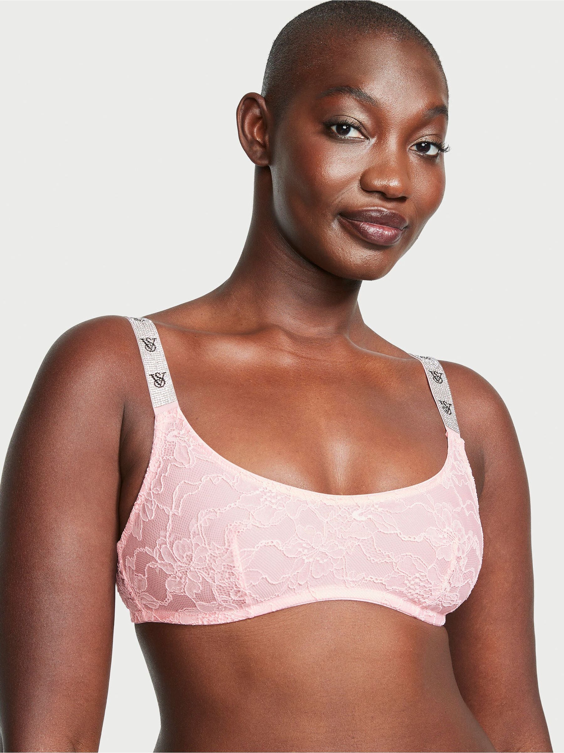 Buy Victoria s Secret Pretty Blossom Pink Lace Shine Strap Bralette from Next Luxembourg