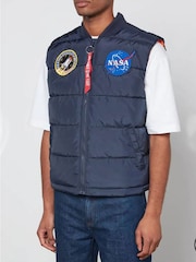 Alpha Industries Puffer Vest NASA Black Jacket - Image 1 of 3