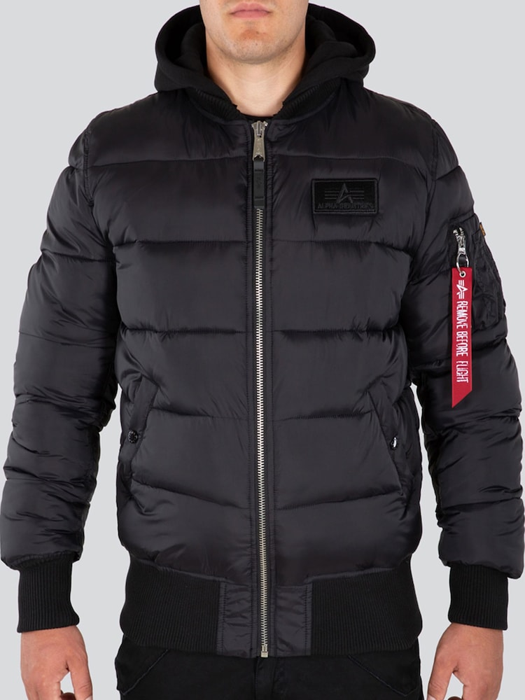 Alpha Industries MA-1 ZH Back Print Puffer Black 100% Cotton Jacket - Image 1 of 4