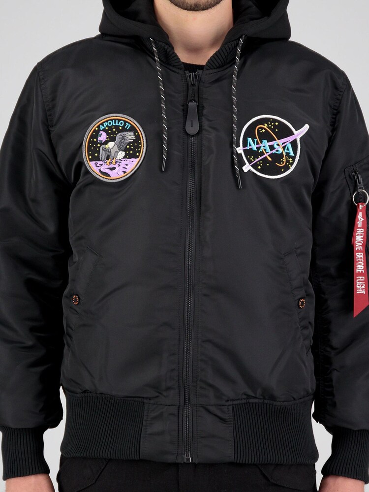 Alpha Industries MA-1 VF Hood Dark Side Black Jacket - Image 1 of 4