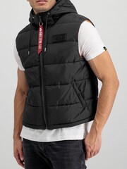 Alpha Industries Hooded Black Puffer Vest  Jacket - Image 1 of 5
