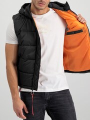 Alpha Industries Hooded Black Puffer Vest  Jacket - Image 4 of 5