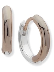 Lauren Ralph Lauren Gold Two Tone Huggie Hoop Earrings - Image 1 of 5