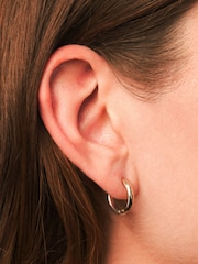 Lauren Ralph Lauren Gold Two Tone Huggie Hoop Earrings - Image 3 of 5