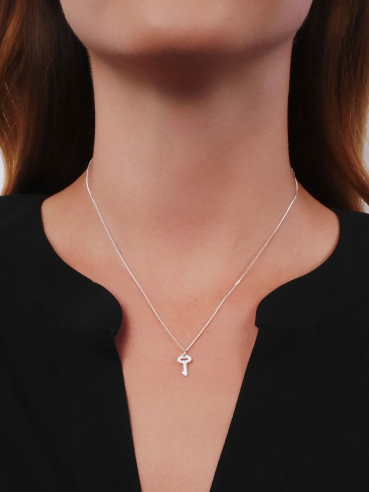 Lauren Ralph Lauren Silber​​​​​​​ Tone Kristall Key Pendant - Bild 1 von 4