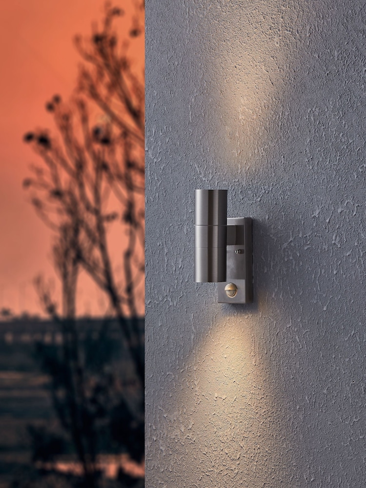 Eglo Silver Riga 5 LED Steel Outdoor Wall Light With Sensor - Image 1 of 6 Eglo Silver Riga 5 LED Steel Outdoor Wall Light With Sensor - Image 1 of 6