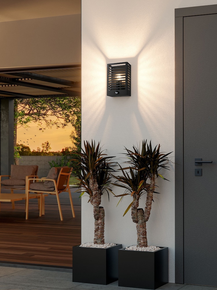 Eglo Black Alamonte 3 Caged Outdoor Wall Light With Sensor - Image 1 of 5 Eglo Black Alamonte 3 Caged Outdoor Wall Light With Sensor - Image 1 of 5