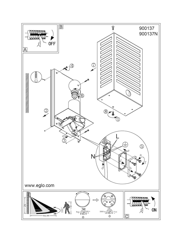 Eglo Black Alamonte 3 Caged Outdoor Wall Light With Sensor - Image 5 of 5 Eglo Black Alamonte 3 Caged Outdoor Wall Light With Sensor - Image 5 of 5