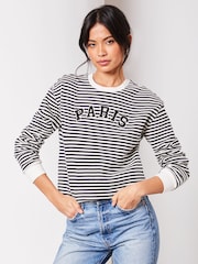 Lipsy Black/White Round Neck Sweatshirt - Image 1 of 4