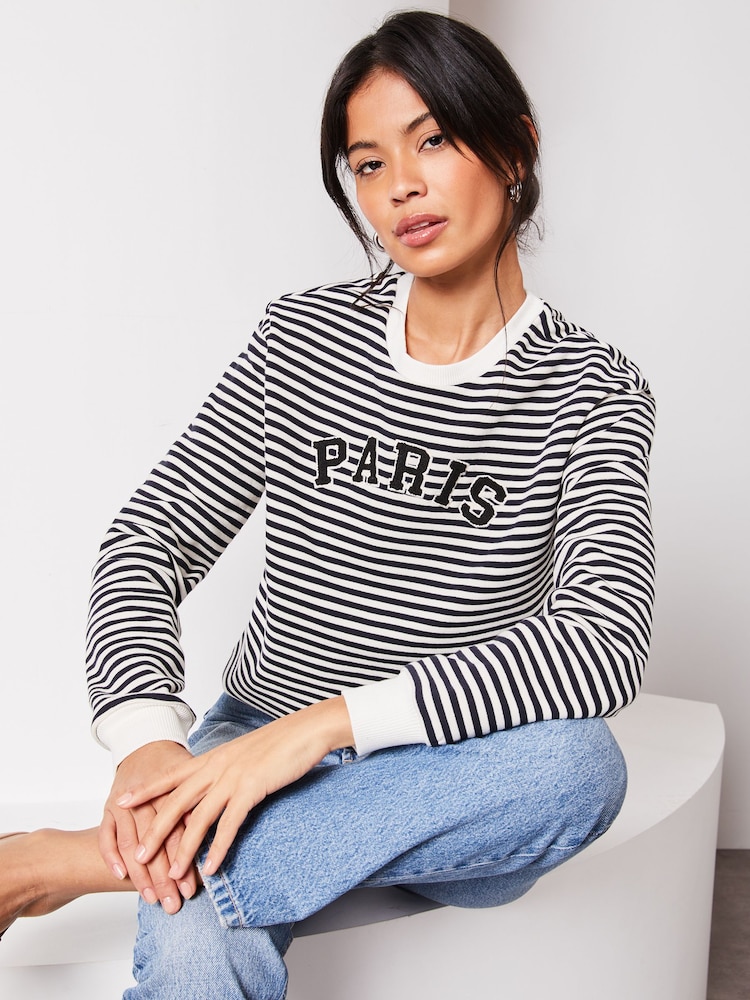 Lipsy Black/White Round Neck Sweatshirt - Image 3 of 4