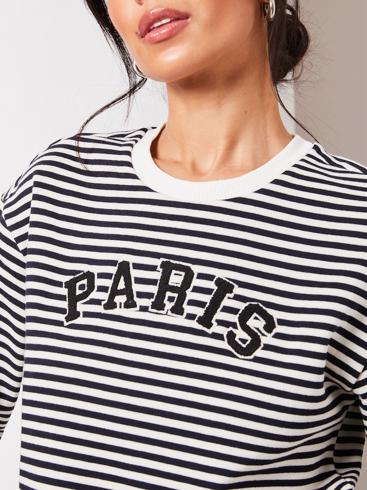 Lipsy Black/White Round Neck Sweatshirt - Image 4 of 4