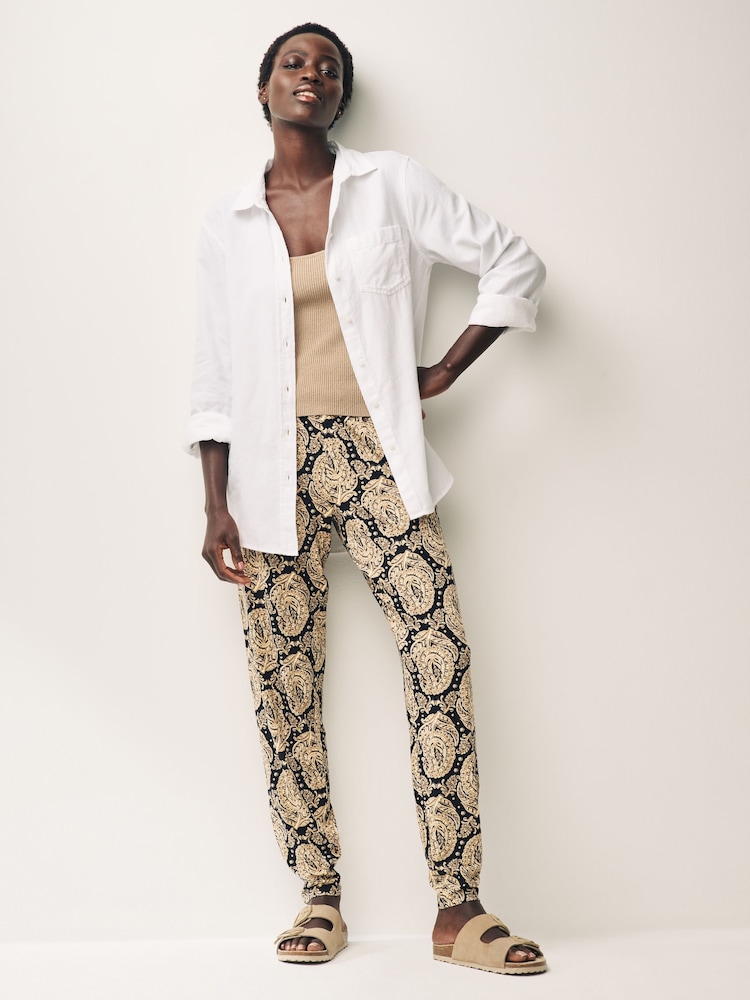 Black Paisley Print Jersey Joggers - Image 1 of 6