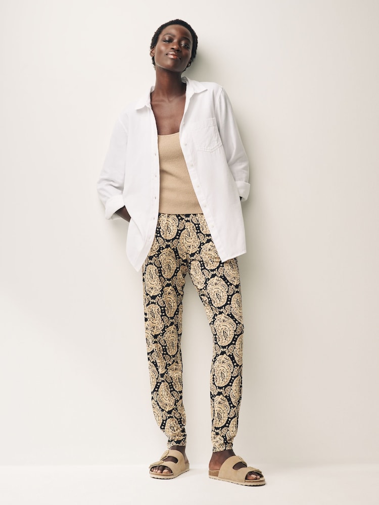 Black Paisley Print Jersey Joggers - Image 2 of 6