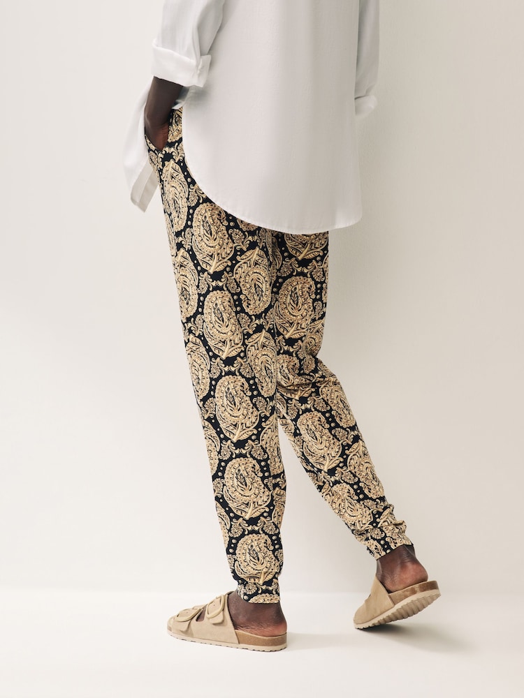Black Paisley Print Jersey Joggers - Image 3 of 6