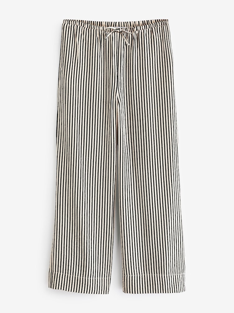 Black and White Textured Stripe Wide Leg Trousers - Image 1 of 2