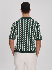 Reiss Green Multi Waves Knitted Cuban Collar Shirt - Image 5 of 6