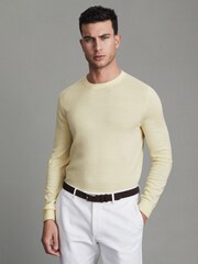 Reiss Buttermilk Yellow Wessex Merino Wool Crew Neck Jumper - Image 1 of 5