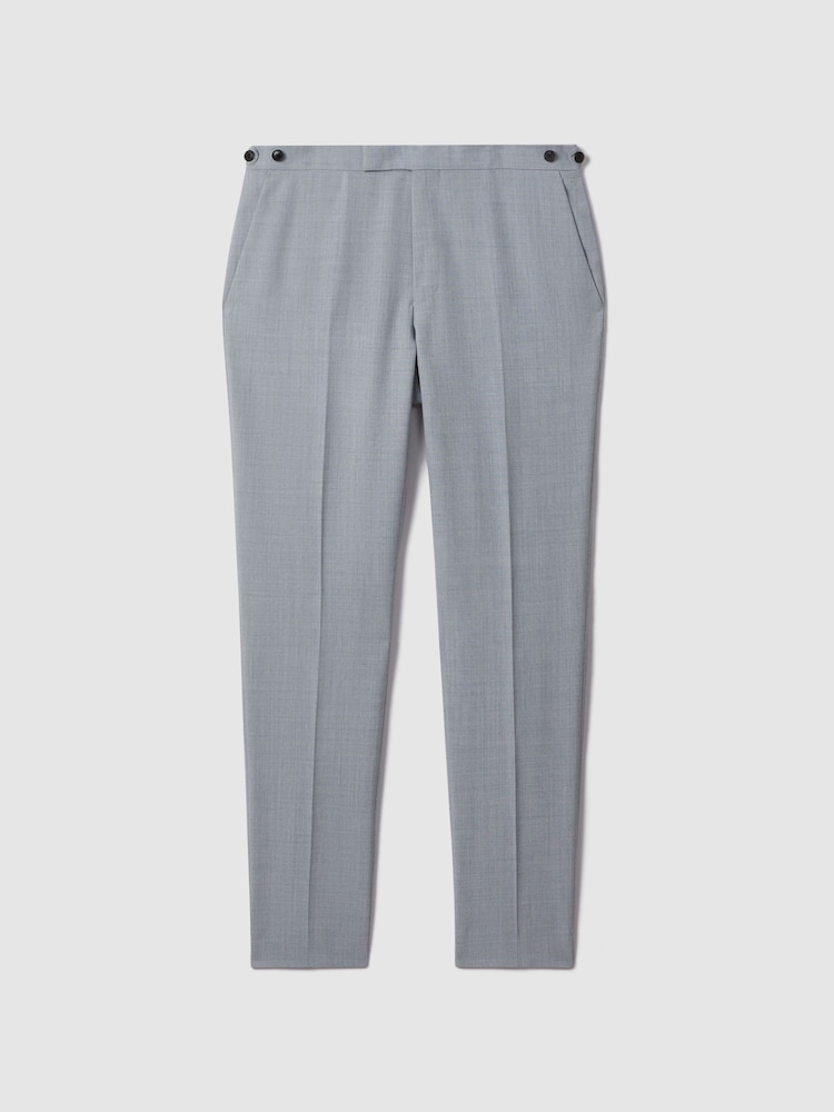 Reiss Soft Blue Dandy Slim Fit Wool Adjuster Trousers - Image 2 of 5