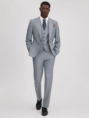 Reiss Soft Blue Dandy Slim Fit Wool Adjuster Trousers - Image 3 of 5