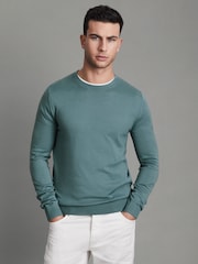 Reiss Ocean Green Wessex Merino Wool Crew Neck Jumper - Image 1 of 6