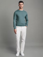 Reiss Ocean Green Wessex Merino Wool Crew Neck Jumper - Image 3 of 6