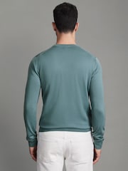 Reiss Ocean Green Wessex Merino Wool Crew Neck Jumper - Image 5 of 6