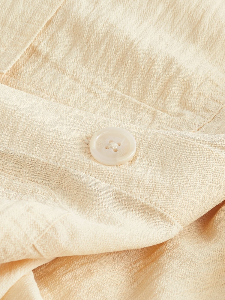 Cream Button Front Textured Wide Leg Jumpsuit - Image 6 of 6
