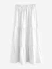 White Textured Maxi Skirt With Crochet Trim - Image 6 of 7