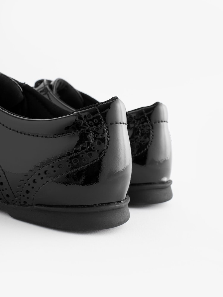Črn patent - Usnje Brogue čipke-Up Šolski čevlji - Slika 8 iz 8 Črn patent - Usnje Brogue čipke-Up Šolski čevlji - Slika 8 iz 8
