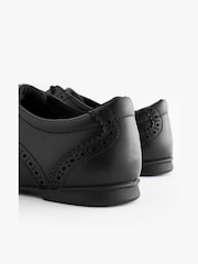 Matt Black Standard Fit (F) Leather Brogue Lace-Up School Shoes - Image 6 of 7