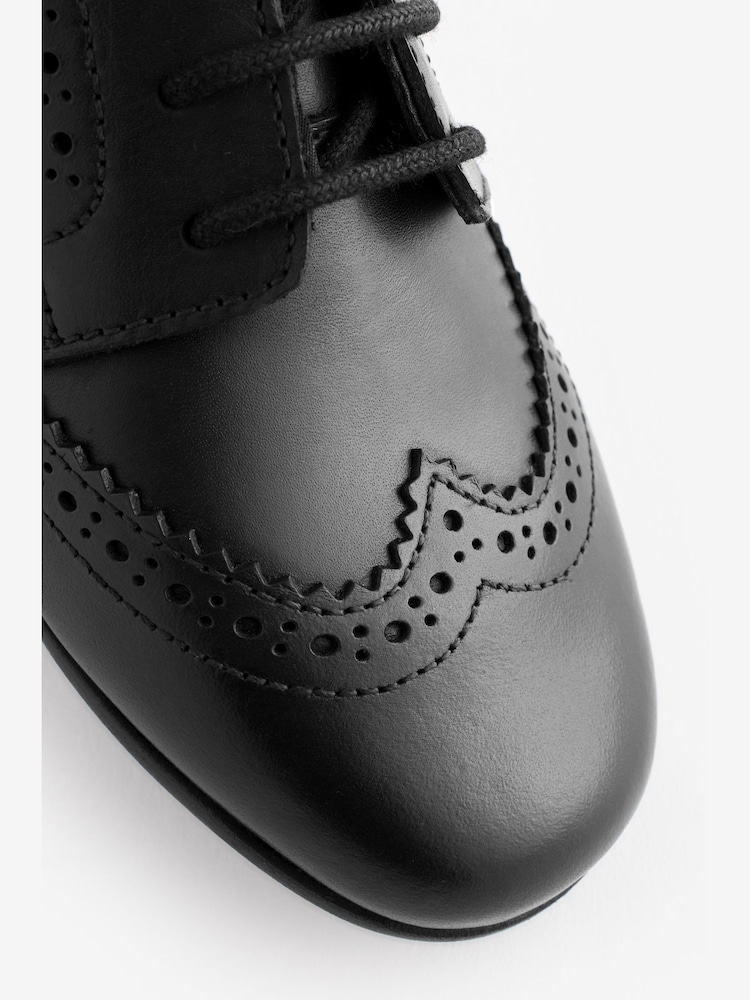 Matt Black Standard Fit (F) Leather Brogue Lace-Up School Shoes - Image 6 of 6 Matt Black Standard Fit (F) Leather Brogue Lace-Up School Shoes - Image 6 of 6