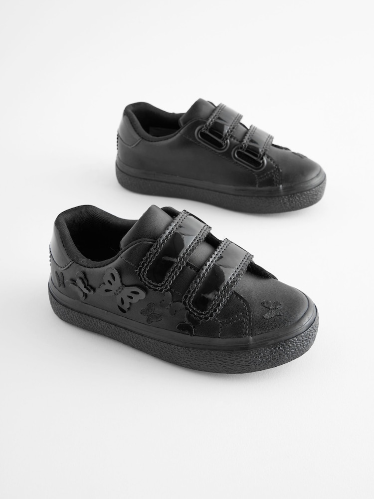 Black - 2V Butterfly School Trainers - Image 1 of 6 Black - 2V Butterfly School Trainers - Image 1 of 6