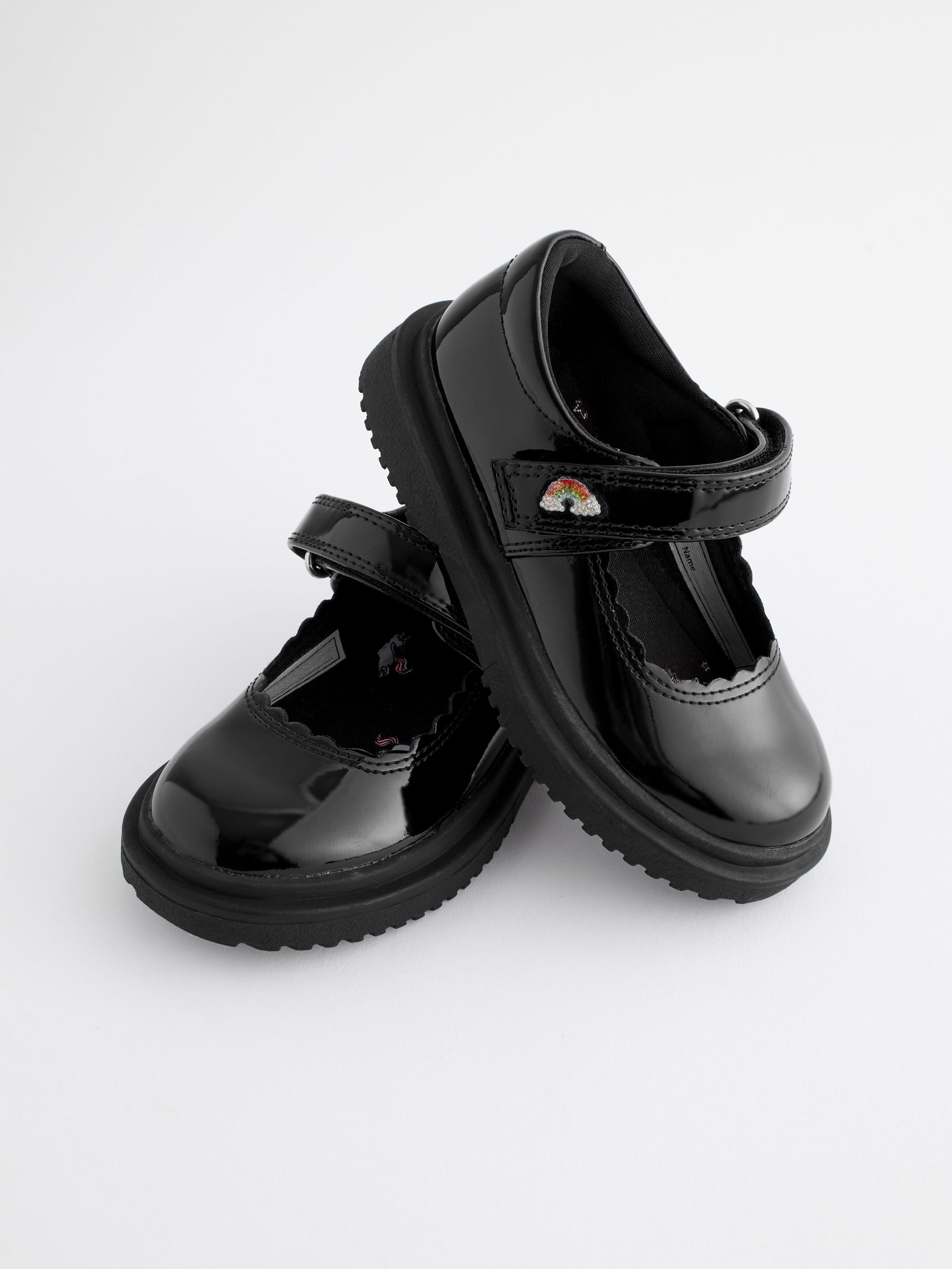 Buy Black Patent Rainbow Chunky Mary Jane School Shoes from